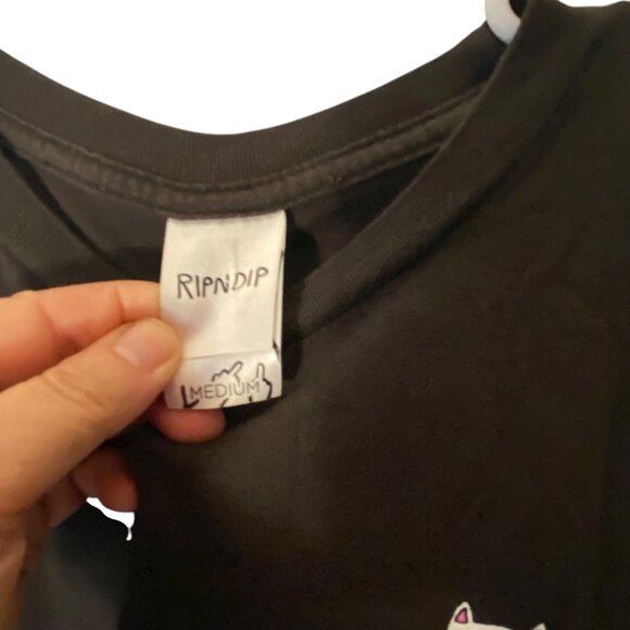 Ripndip Black T-Shirt Frida Cat Design Front & Back Print Cotton M - Picture 3 of 7